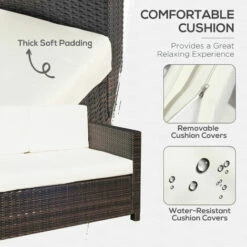 Outsunny Rattan Wicker 2-seat Sofa Loveseat Padded Garden Furniture Black -Outsunny store 7835317 5