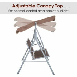 Outsunny Outdoor Mesh Swing Chair Garden Hammock Canopy Bench Lounger Seat Brown -Outsunny store 7839737 4