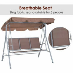 Outsunny Outdoor Mesh Swing Chair Garden Hammock Canopy Bench Lounger Seat Brown -Outsunny store 7839737 5