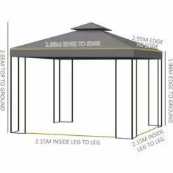 Outsunny 3 X 3(m) Garden Metal Gazebo Sun Shade Shelter Outdoor Party Tent 3 Outsunny 3 X 3(m) Garden Metal Gazebo Sun Shade Shelter Outdoor Party Tent -Outsunny store 7839747 2