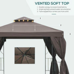 Outsunny 3 X 3(m) Garden Metal Gazebo Sun Shade Shelter Outdoor Party Tent 5 Outsunny 3 X 3(m) Garden Metal Gazebo Sun Shade Shelter Outdoor Party Tent -Outsunny store 7839747 4