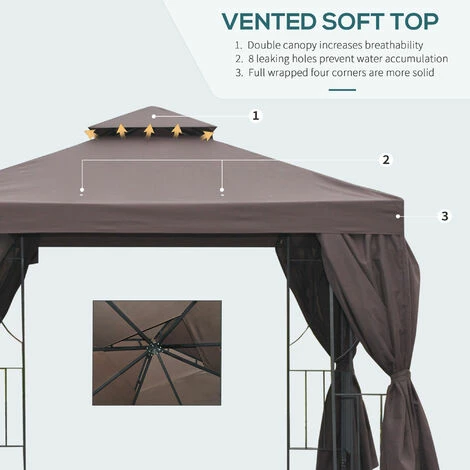 Outsunny 3 x 3(m) Garden Metal Gazebo Sun Shade Shelter Outdoor Party Tent Outsunny 3 X 3(m) Garden Metal Gazebo Sun Shade Shelter Outdoor Party Tent -Outsunny store 7839747 4