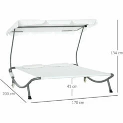 Outsunny Garden Double Hammock Sun Lounger Day Bed Canopy 2 Pillows W/ Stand New -Outsunny store 7839770 2