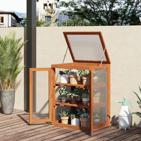 Outsunny 3-tier Wood Greenhouse Plant Storage Shelf Garden Cold Frame Grow House Outsunny 3-tier Wood Greenhouse Plant Storage Shelf Garden Cold Frame Grow House -Outsunny store 7842286 3
