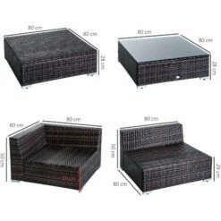 Outsunny 6 Pieces Rattan Furniture Set Conservatory Sofa Deluxe Wicker Garden -Outsunny store 7842288 2