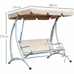 Outsunny 3 Seat Metal Fabric Backyard Balcony Patio Swing Chair With Canopy Top 3 Outsunny 3 Seat Metal Fabric Backyard Balcony Patio Swing Chair With Canopy Top -Outsunny store 7842298 2