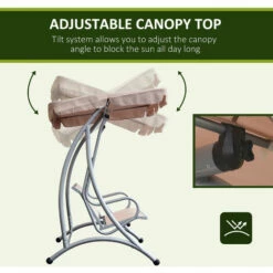 Outsunny 3 Seat Metal Fabric Backyard Balcony Patio Swing Chair With Canopy Top 5 Outsunny 3 Seat Metal Fabric Backyard Balcony Patio Swing Chair With Canopy Top -Outsunny store 7842298 4