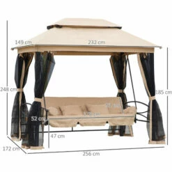 Outsunny 3 Seater Swing Chair Hammock Gazebo Patio Bench Outdoor Beige 3 Outsunny 3 Seater Swing Chair Hammock Gazebo Patio Bench Outdoor Beige -Outsunny store 7842301 2