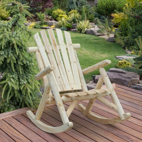 Outsunny Wooden Traditional Rocking Chair Lounger Relaxing Balcony Garden Seat Outsunny Wooden Traditional Rocking Chair Lounger Relaxing Balcony Garden Seat -Outsunny store 7842306 3