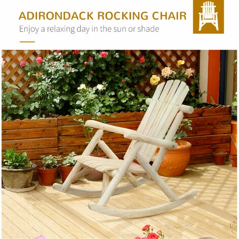 Outsunny Wooden Traditional Rocking Chair Lounger Relaxing Balcony Garden Seat Outsunny Wooden Traditional Rocking Chair Lounger Relaxing Balcony Garden Seat -Outsunny store 7842306 4