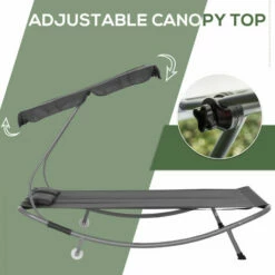 Outsunny Garden Double Hammock Sun Lounger Day Bed Canopy W/ Stand & 2 Pillows -Outsunny store 7842308 4