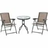 Outsunny Patio Bistro Set Folding Chairs Garden Coffee Table For Balcony Brown -Outsunny store 7911266 1