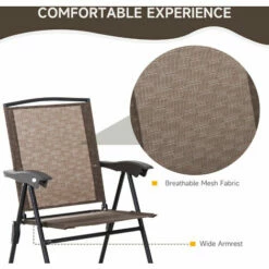 Outsunny Patio Bistro Set Folding Chairs Garden Coffee Table For Balcony Brown 6 Outsunny Patio Bistro Set Folding Chairs Garden Coffee Table For Balcony Brown -Outsunny store 7911266 5