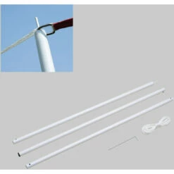 Outsunny 3(m) Awning Sail Shade Canopy Pole Kit Adjustable Pole W/ Rope Metal -Outsunny store 8222160 3