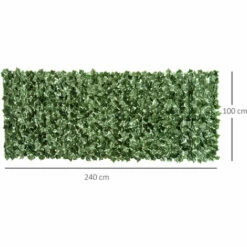 Outsunny Artificial Leaf Hedge Screen Privacy Fence Panel For Garden Outdoor Indoor Decor 2.4M X 1M Dark Green -Outsunny store 8465451 2