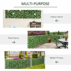 Outsunny Artificial Leaf Hedge Screen Privacy Fence Panel For Garden Outdoor Indoor Decor 2.4M X 1M Dark Green -Outsunny store 8465451 5