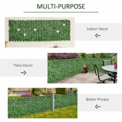 Outsunny Artificial Leaf Hedge Panel Garden Fence Privacy Screen On Roll 1m X 3m -Outsunny store 8478474 5