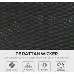 Outsunny 5 Pieces Rattan Sofa Set Wicker Sectional Cushion Patio Black Garden -Outsunny store 8478554 4