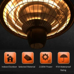 Outsunny 2100W Electric Patio Heater Garden Ceiling Hanging Warmer Halogen Light -Outsunny store 8684627 5
