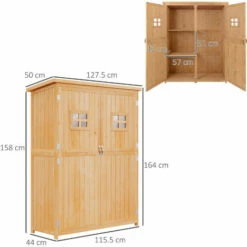 Outsunny Wooden Garden Shed Tool Storage Cabinet Double Door Shelf Natural Wood 3 Outsunny Wooden Garden Shed Tool Storage Cabinet Double Door Shelf Natural Wood -Outsunny store 8943403 2