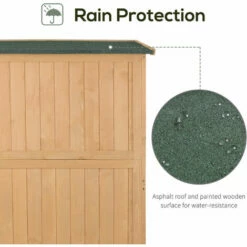 Outsunny Wooden Garden Shed Tool Storage Cabinet Double Door Shelf Natural Wood 5 Outsunny Wooden Garden Shed Tool Storage Cabinet Double Door Shelf Natural Wood -Outsunny store 8943403 4