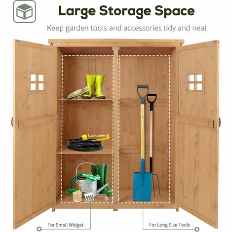 Outsunny Wooden Garden Shed Tool Storage Cabinet Double Door Shelf Natural Wood Outsunny Wooden Garden Shed Tool Storage Cabinet Double Door Shelf Natural Wood -Outsunny store 8943403 5