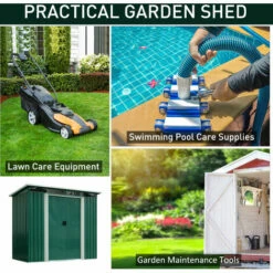 Outsunny Garden Shed Outdoor Storage Tool Organizer W/ Double Sliding Door -Outsunny store 9194815 4