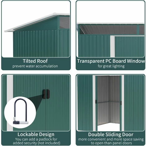 Outsunny Garden Shed Outdoor Storage Tool Organizer W/ Double Sliding Door 6 Outsunny Garden Shed Outdoor Storage Tool Organizer W/ Double Sliding Door - Image 4