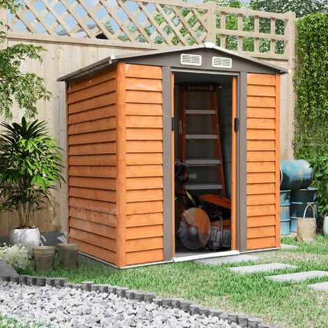 Outsunny 6.5x5.2ft Garden Shed Wood Effect Tool Storage Sliding Door Wood Grain Outsunny 6.5x5.2ft Garden Shed Wood Effect Tool Storage Sliding Door Wood Grain -Outsunny store 9194825 3