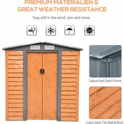 Outsunny 6.5x5.2ft Garden Shed Wood Effect Tool Storage Sliding Door Wood Grain 5 Outsunny 6.5x5.2ft Garden Shed Wood Effect Tool Storage Sliding Door Wood Grain -Outsunny store 9194825 4