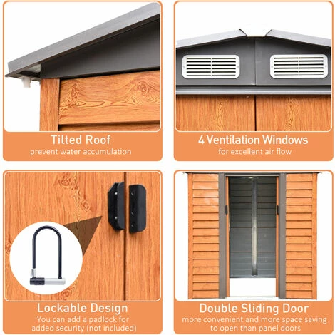 Outsunny 6.5x5.2ft Garden Shed Wood Effect Tool Storage Sliding Door Wood Grain Outsunny 6.5x5.2ft Garden Shed Wood Effect Tool Storage Sliding Door Wood Grain -Outsunny store 9194825 5